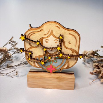 星座木製嬰兒房擺飾 – 處女座手繪獎座 – 客製姓名