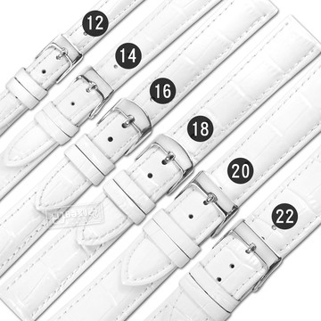 Watchband / 12.14.16.18.20.22mm / 各品牌通用 替用 柔軟 壓紋真皮錶帶 白色 ＃601-03-WE