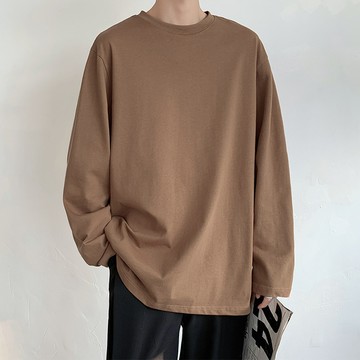 韓系痞帥素面純色圓領基礎款長T / 男女皆可穿 / oversize落肩寬鬆 / 8色 / M-5XL / 大尺碼【QTJBYDS837】