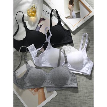 內衣女小胸聚攏薄款舒適調整型文胸高中學生無鋼圈無痕純棉質胸罩