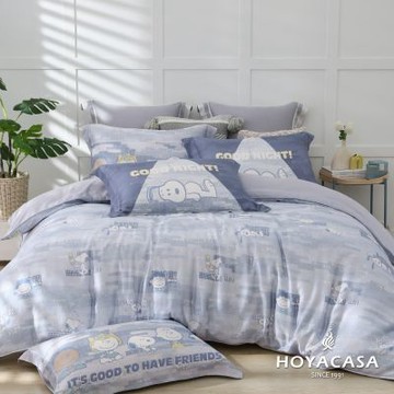 【HOYACASA 】x史努比聯名系列-特大60支銀纖維天絲兩用被床包組-鄰友相眠