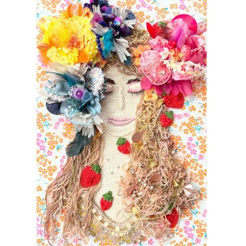 夢幻色彩的閃亮串珠刺繡藝術　作品名【微笑帶來幸福】　獨一無二