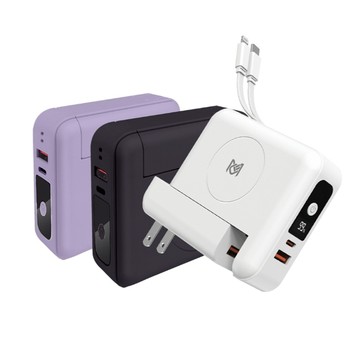 MCK 多功能無線充行動電源10000mah (黑/白/紫)【現貨】