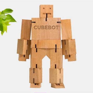 Cubebot 限量絕版品酷比人 |【經典大型】山毛櫸積木變形機器人公仔
