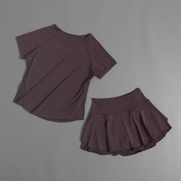 夏季薄款戶外健身套裝女運動寬松顯瘦瑜伽服短袖彈力速干衣跑步服