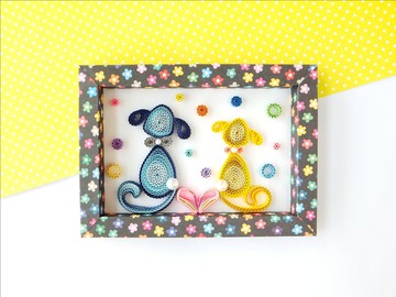 手作捲紙裝飾相框-幸福派對 狗狗系列擺飾