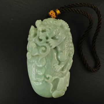 晉佳珠寶 Gemdealler Jewellery 天然緬甸A貨翡翠 生動精雕瑞獸麒麟送福