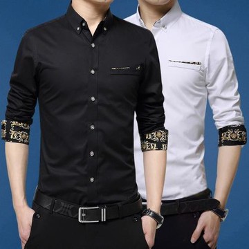 冬季古巴領襯衫男潮流修身加絨加厚商務寸衣秋冬2025新款長袖襯衣