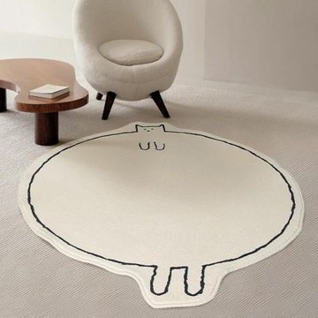 【匠俱】北歐風簡約客廳茶几毯 圓形加厚仿羊絨地墊120x120CM(加厚地墊)