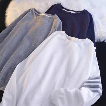 tb華夫格長袖衛衣女季新款ins潮流寬松秋裝加絨加厚上衣外套