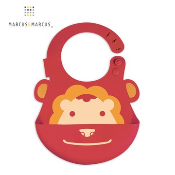 MARCUS＆MARCUS　動物樂園矽膠立體圍兜-紅獅子_廠商直送