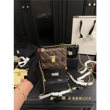 大牌雙金珠口紅迷你小廢包腰包鏈條女外貿跨境菱格小香風高版