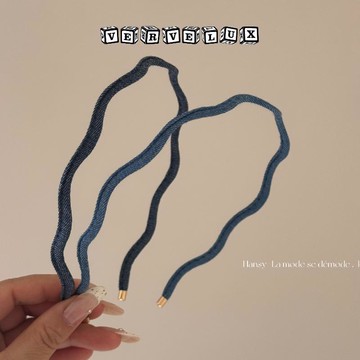 两件9.9折🔥臺灣出貨🔥可開發票✅韓版極細牛仔布波浪髮箍女新款高級感洋氣時尚簡約氣質百搭壓髮卡