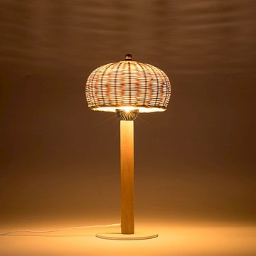 A款竹編蘑菇燈  田園中式風格臺燈  特色創意燈