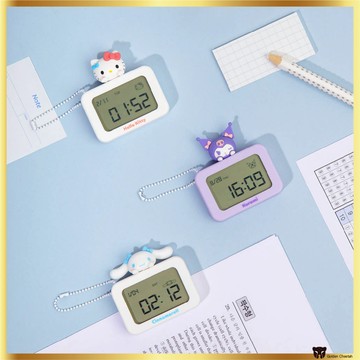 ROYCHE 三麗鷗靜音迷你台鐘 | Hello Kitty、黑美、肉桂卷 | 緊湊型台鐘和鑰匙扣 | 可愛的人物計時器