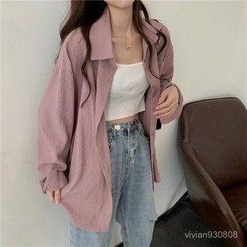 台灣出貨 大碼女裝 襯衫薄外套 大碼襯衫 襯衫女 大碼夏季新款襯衫女 設計感 小衆複古港味長袖防曬衣 薄款外套開衫