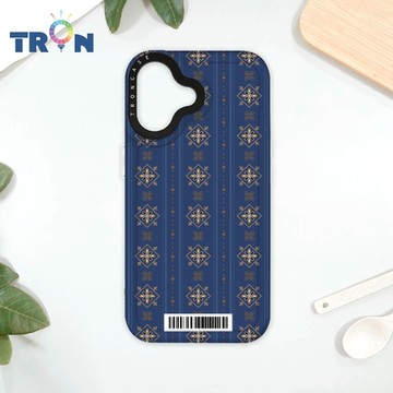 TRON iPhone 16 幾何復古花磚E款 防摔太空載具殼 透白 軟硬 手機殼