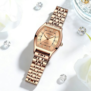 CRRJU 時尚奢侈品牌女士手錶鋼錶帶石英手錶原裝鑽石女士手錶 5013X