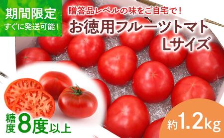 お徳用フルーツトマトＬサイズ1.2kg 約15玉 Lサイズ 糖度8度以上 フルーツトマト ふるーつとまと とまと トマト 箱詰め 甘い 濃厚 美味しい おいしい 野菜 料理 サラダ