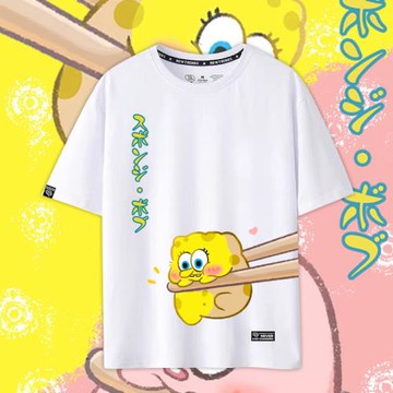 海綿寶寶派大星章魚哥蟹老板Q版可愛卡通男女情侶短袖T恤夏季ne