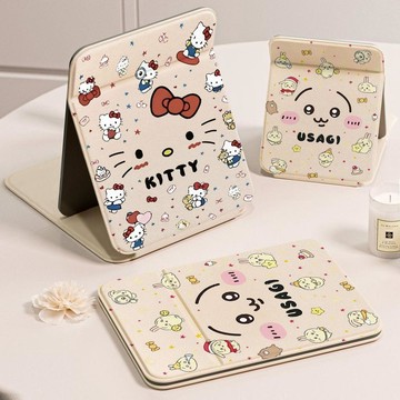 ✨臺灣出貨✨可愛kitty鏡子化妝鏡學生宿舍隨身攜帶便攜桌面摺疊辦公室梳妝鏡LSZX