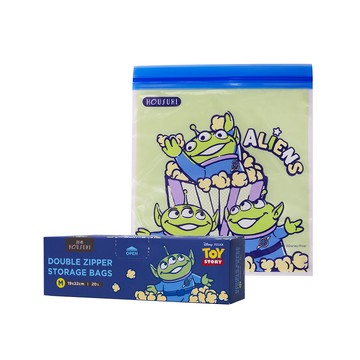 【HOUSUXI】雙夾鏈保鮮袋 迪士尼三眼怪 M