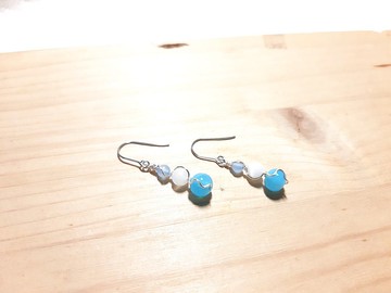柚子林琉璃 - 琉璃耳環 - 相遇 - 天空藍  (可另改夾式)