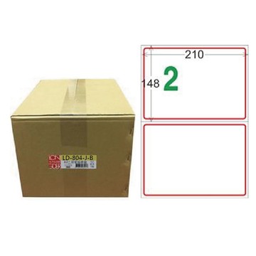【龍德】LONGDER 三用電腦標籤 A4 2格 148x210mm 紅框 1000張/箱 LD-804-J-B(適用雷射、噴墨、影印)