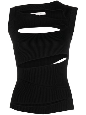 Christopher Esber - sleeveless cut-out detail top - women - Rayon/Nylon - L - Black