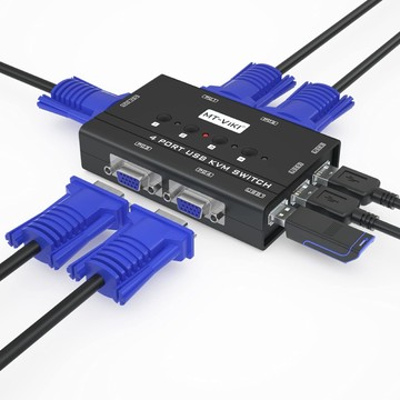 易控王 4進1出 USB手動型4 PORT KVM多電腦切換器 附4條線(40-104)