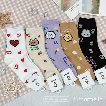 【Caramella】襪子韓國 韓國襪子 襪子 襪子中筒襪 女生襪子 中筒襪 狗狗襪 韓國襪 卡通襪 可愛襪子 動物襪子