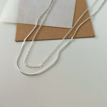 [Relise] （台灣現貨）A0525 通體純銀 s925純銀 雙層極簡素鍊項鍊 純銀項鍊 純銀