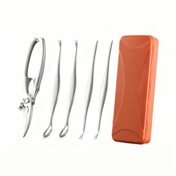 PUSH!餐廳用品304不銹鋼吃蟹工具 蟹六件套 蟹剪刀 蟹鉗 蟹叉 蟹刀 蟹剪刀 大閘蟹D399