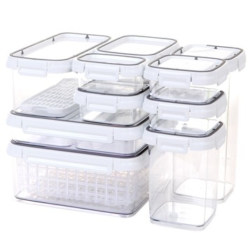 Changsin Living 昌信生活 SKY LOCK 密封保鮮盒Starter 套組  長方形 小 1號*1+長方形 中 1號*1+WIDE 1號*1+WIDE 2號*1+JUMBO 1號*1+JUMBO 2號*1+正方形1號*2+正方形3號*1+正方形4號*1+WIDE