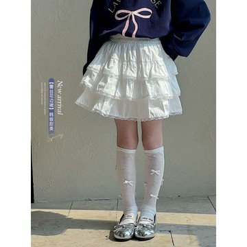 🎀biubiu童裝🎀女童半身裙春夏新款兒童韓版蕾絲花邊中大童A字裙蛋糕蓬蓬裙