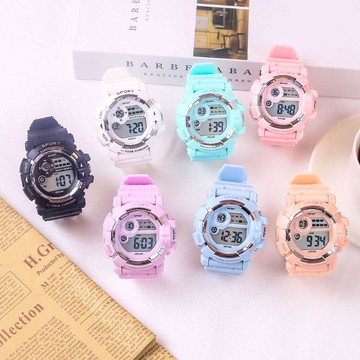 多功能手表女孩可愛小清新防水防摔中小學生運動獨角獸電子表夜光