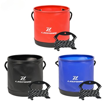 【TTFF】 可壓縮便攜EVA圓水桶垂釣拉繩提水桶小漁桶摺疊桶漁具現貨批發