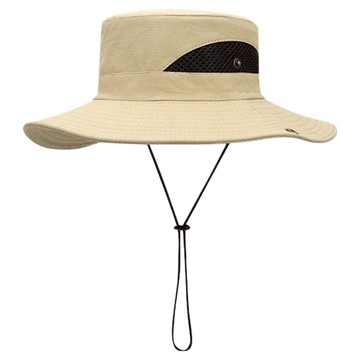 樂居家 戶外防曬 型男透氣登山帽  米色  F