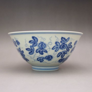大明 成化年制青花瓜瓞綿綿紋宮碗 古玩古董陶瓷器仿古老貨收藏品