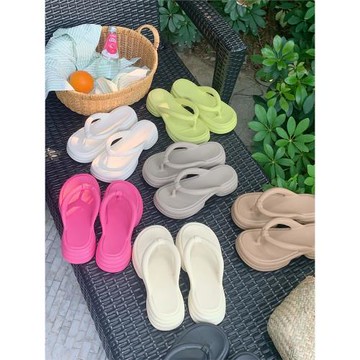 細細條 女夏ins時尚外穿人字拖海邊度假EVA防滑厚底沙灘夾腳拖鞋