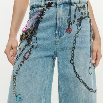Desigual 項鍊裝飾丹寧褲-官網獨家