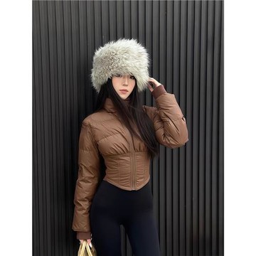 高級感洋氣百搭收腰高領棉服女2025秋季新款保暖氣質短款棉衣外套