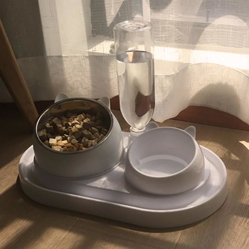寵物碗 貓碗雙碗保護頸椎自動飲水狗碗貓糧飯碗貓咪碗貓盆貓食盆寵物用品【摩可美家】