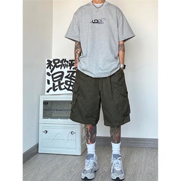 日系cityboy機能工裝短褲男夏季百搭寬松大碼直筒褲潮牌五分褲子