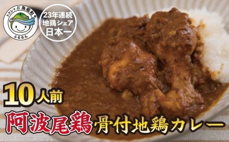 極上 阿波尾鶏 骨付地鶏カレー 10人前セット カレー レトルト 阿波尾鶏 10食入り 極上阿波尾鶏骨付地鶏カレー 徳島 地鶏 あわおどり