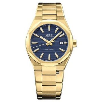 MIDO美度 新款 先鋒Multifort 8 One Crowns八角形PVD金色藍面40㎜ M6(M0555073304100)