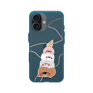 iPhone 17 Clear (相機按鈕) 夜幕藍 - 無所事事小海豹 The Nothing Seal - 疊在一起變甜筒