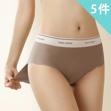 【enac 依奈川】棉質冰絲裸感高彈低腰內褲/性感內褲/女內褲/無痕內褲(超值5件組-顏色隨機)
