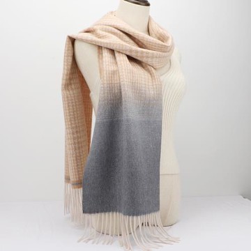 cashmere英單精選100%山羊絨圍巾女千鳥格漸變提花秋冬季加厚百搭