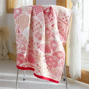 舒柔棉 純棉五層紗浴巾 大尺寸 (140 x 70cm)  和風 粉色  1條